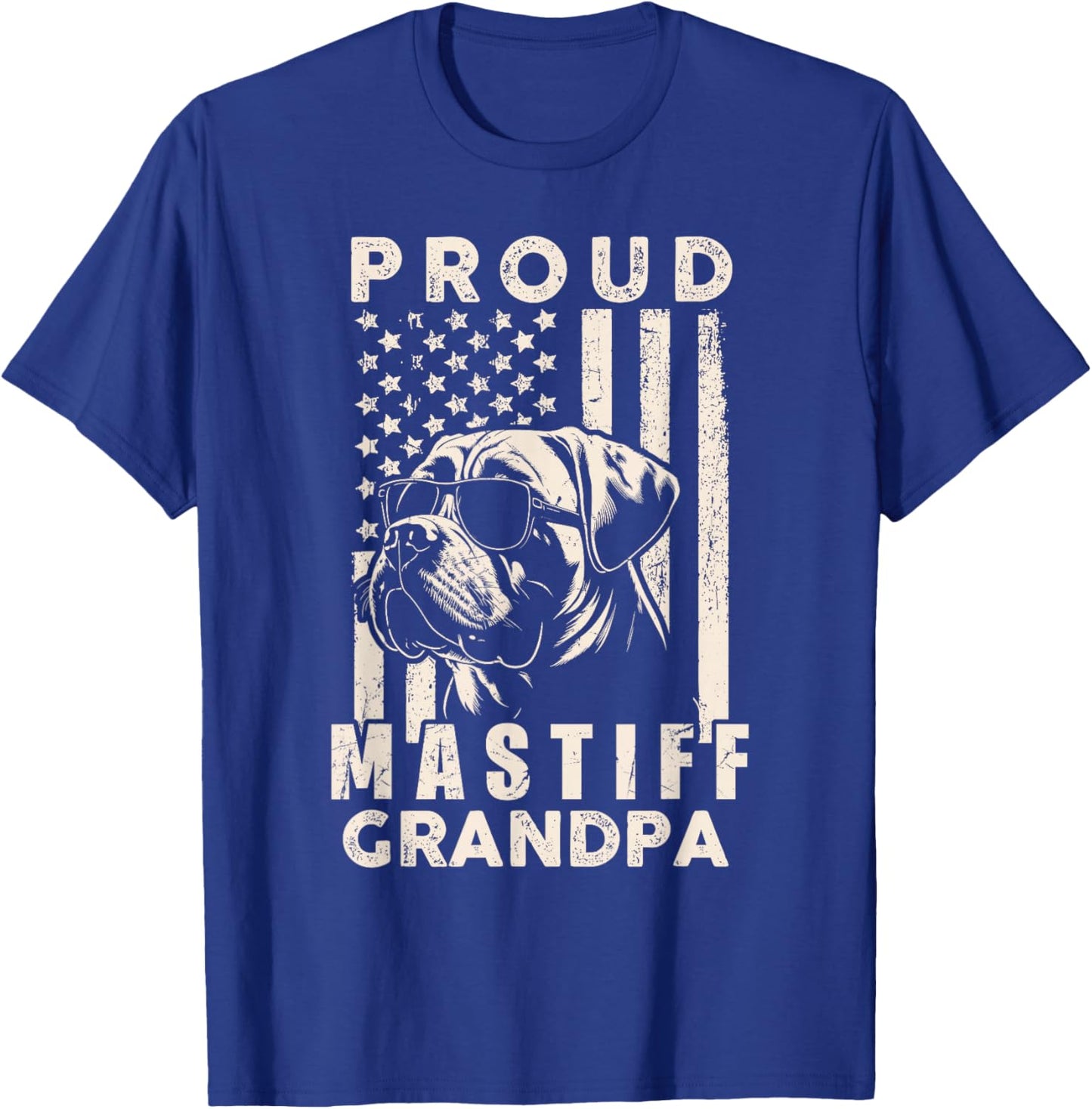 Proud Mastiff Dog Grandpa American Flag Patriotic Dog Owner T-Shirt - T-Shirt | Royal