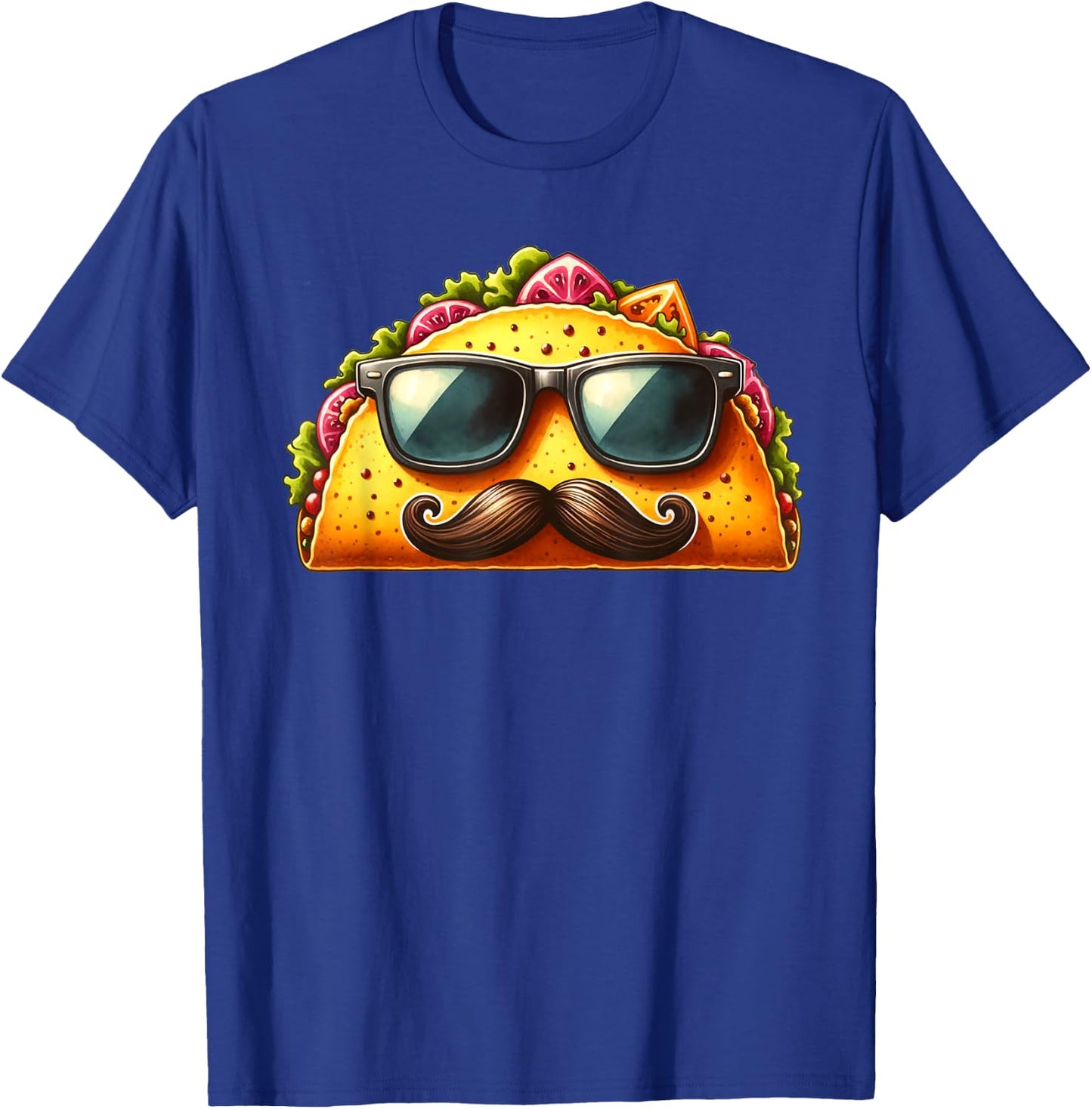 Funny Taco with Sunglasses and Mustache T-Shirt - T-Shirt | Royal