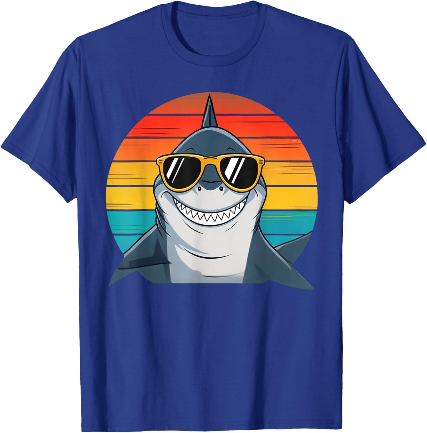 Kids Shark Face Open Mouth Cool Retro Toddler Boys Shark T-Shirt - T-Shirt | Royal