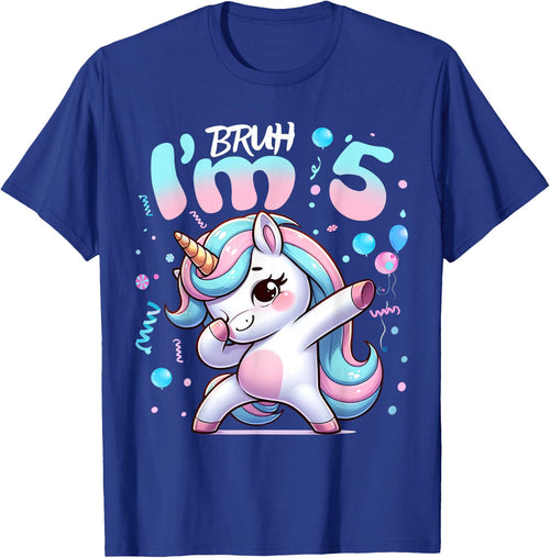 5th Birthday Girl Dabbing Unicorn Bruh I'm 5 Years Old Girls