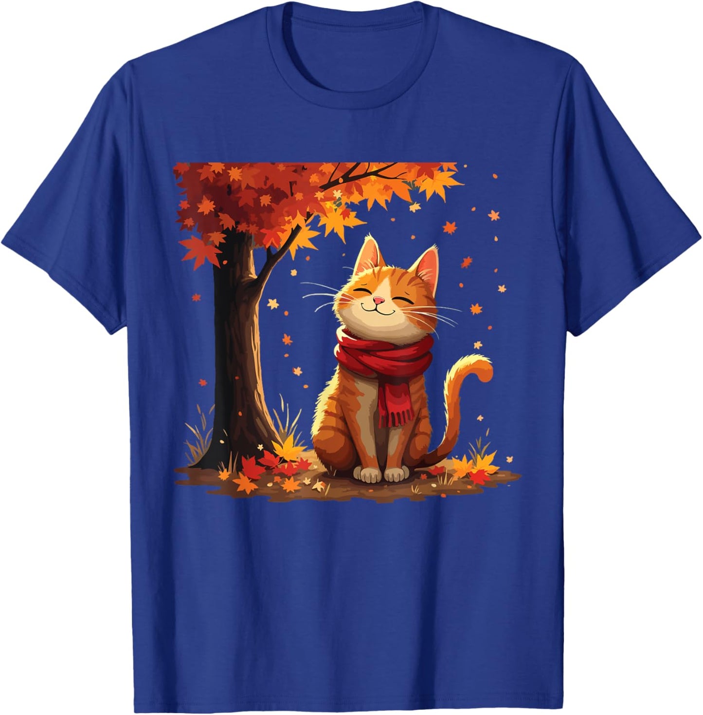 It's Fall Y'all Cat Leaf Fall Tree Hello Autumn Thanksgiving T-Shirt - T-Shirt | Royal