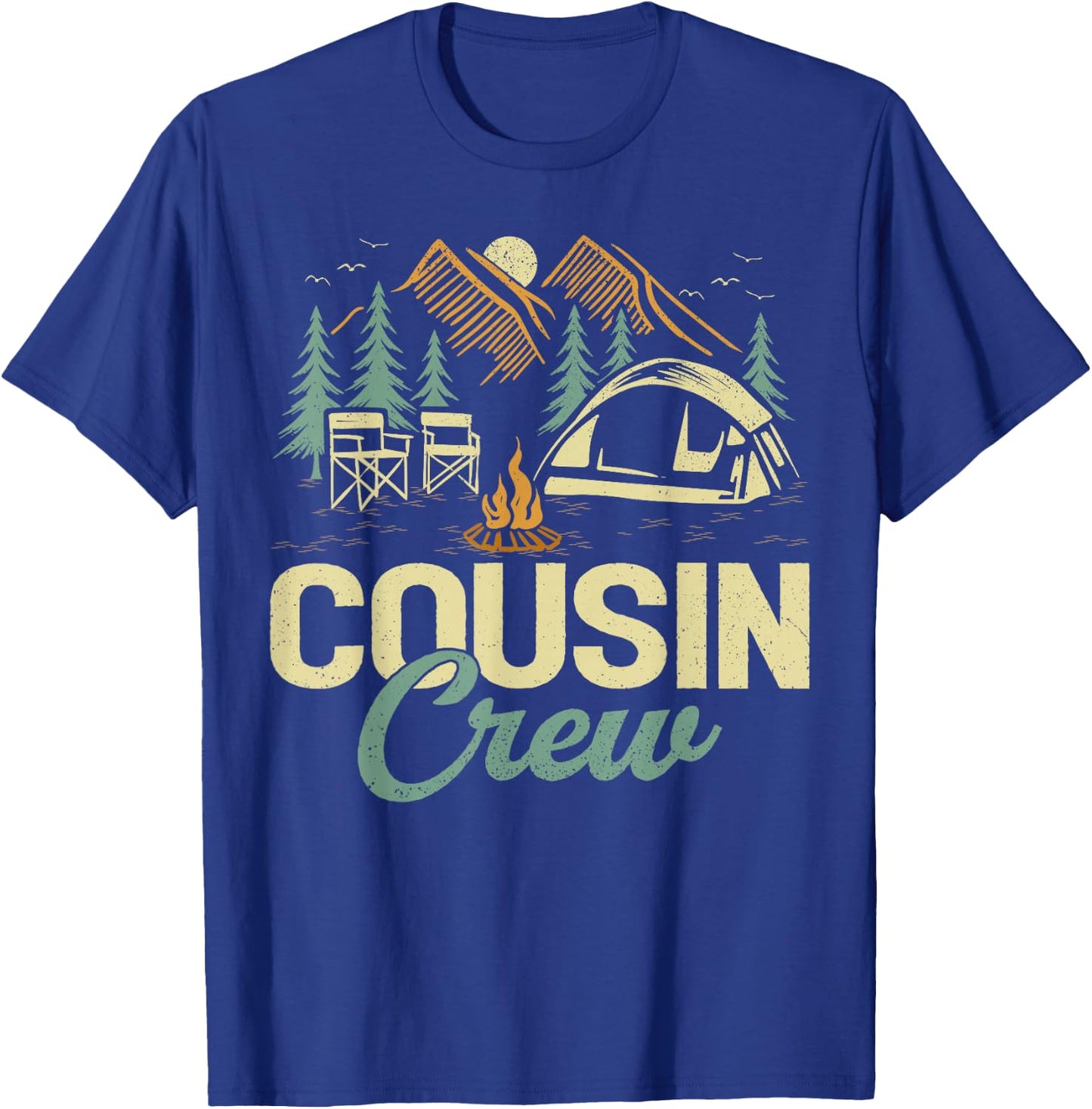Adventure Mountain Camper Cousin Crew Camping T-Shirt - T-Shirt | Royal