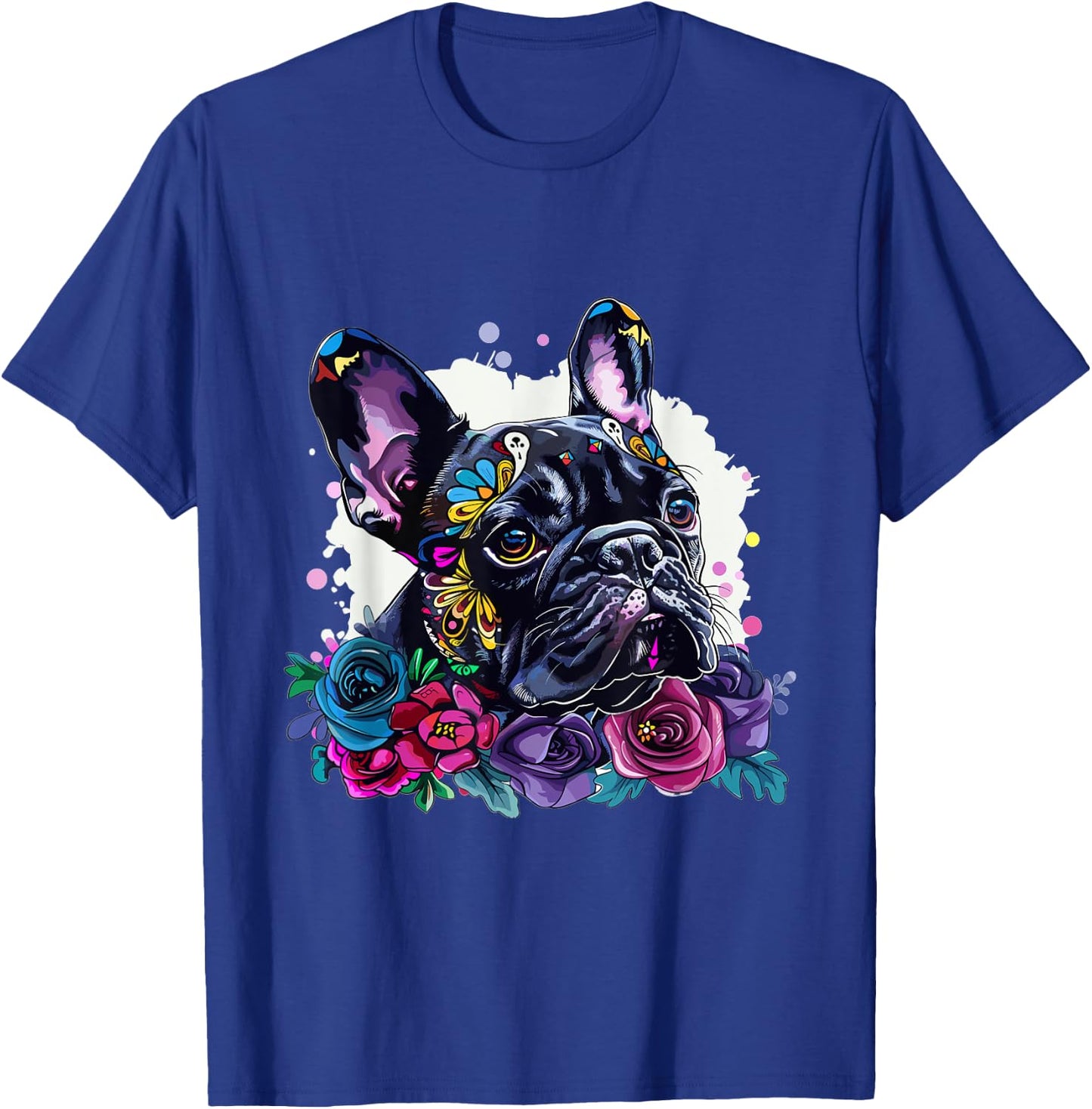 French Bulldog Sugar Skull Dia De Los Muertos Graphic T-Shirt - T-Shirt | Royal