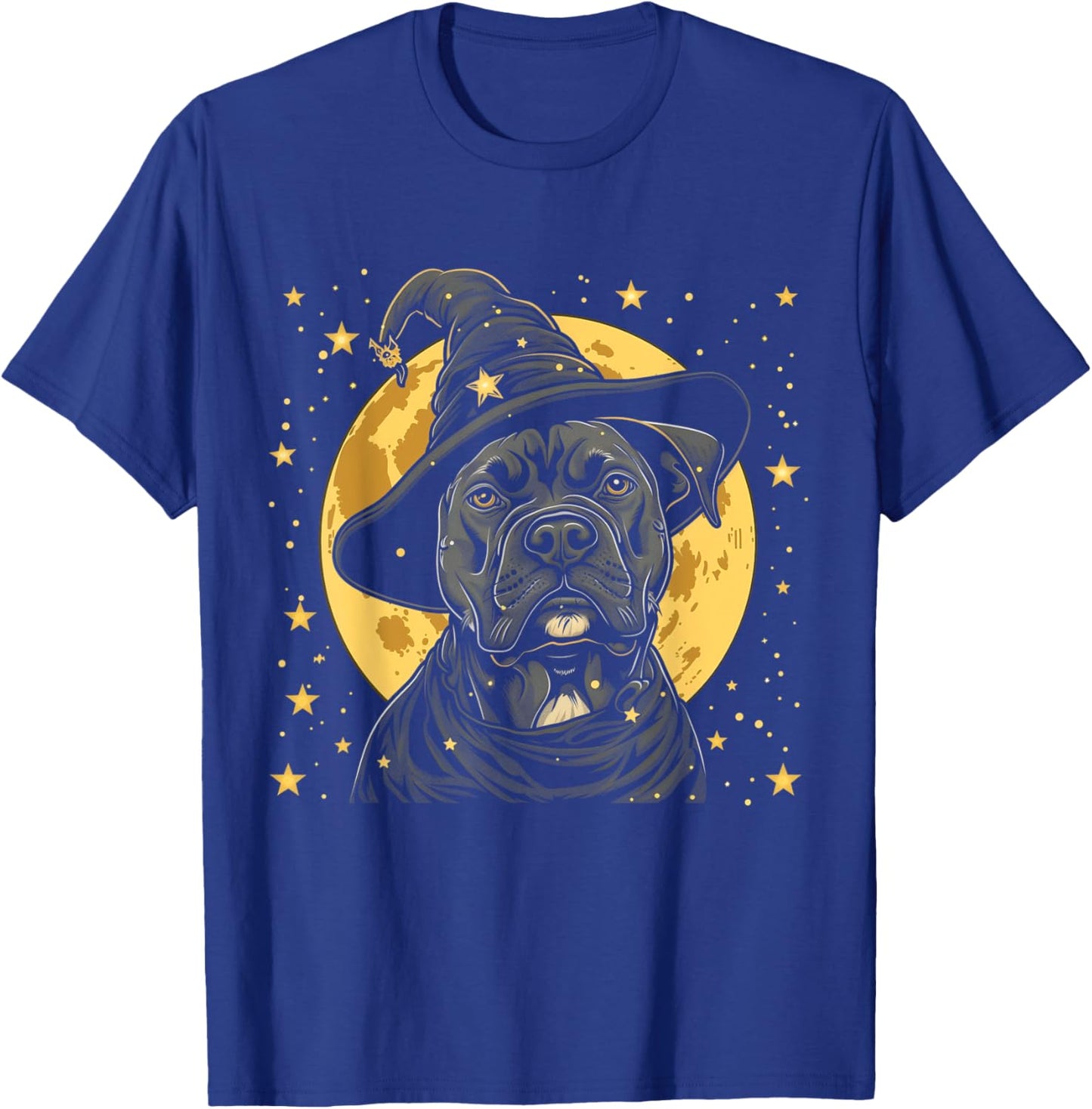 Pitbull Halloween Dog Wizard Hat Funny Cute Witch Costume T-Shirt - T-Shirt | Royal