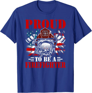 Proud To Be A Firefighter Fireman Firefighting T-Shirt - T-Shirt | Royal