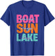 Boat Waves Sun Rays Lake Days Family Summer Vacation Retro T-Shirt - T-Shirt | Royal