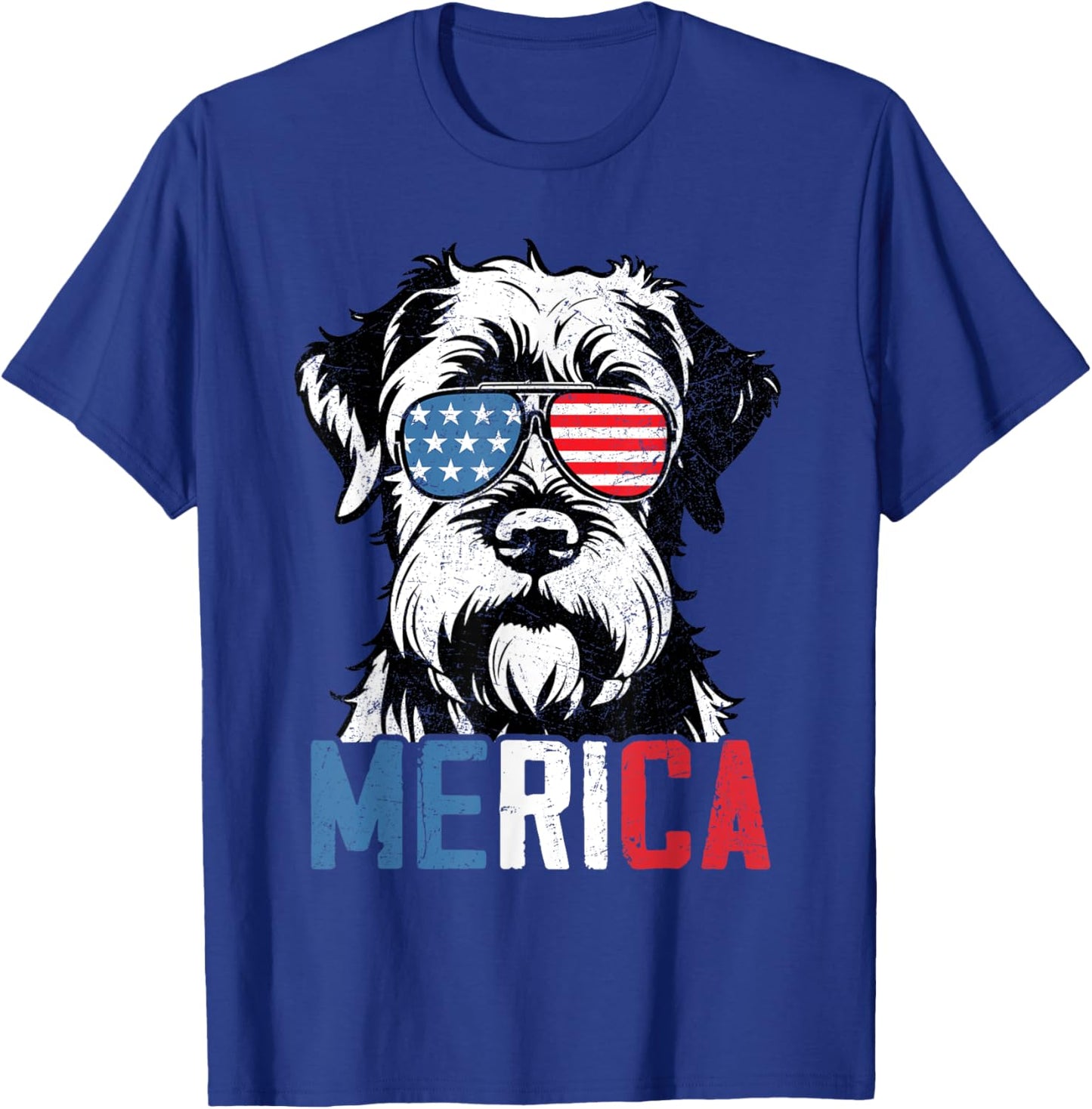 Patriotic Giant Schnauzer Dog Merica 4th Of July Funny T-Shirt - T-Shirt | Royal