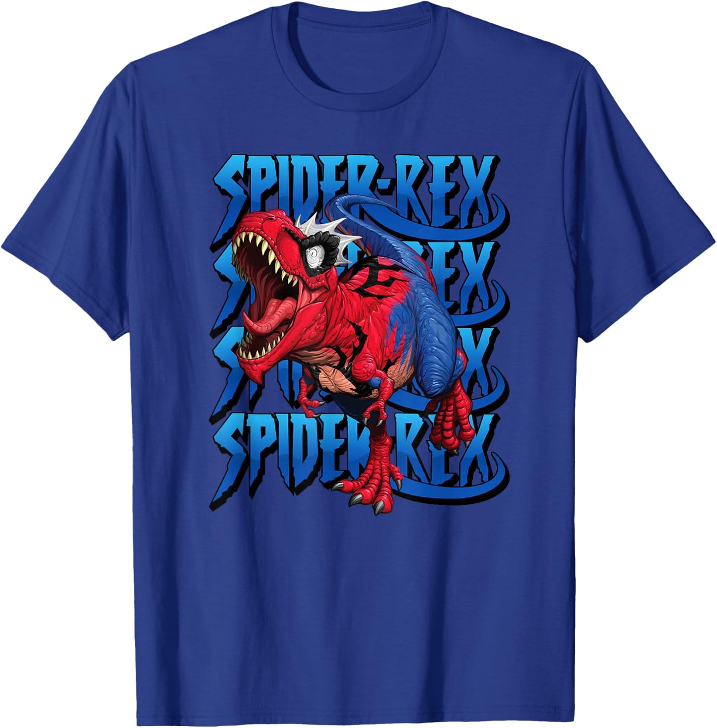 Marvel Spider-Rex Dinosaur Run Logo Stack T-Shirt - T-Shirt | Royal
