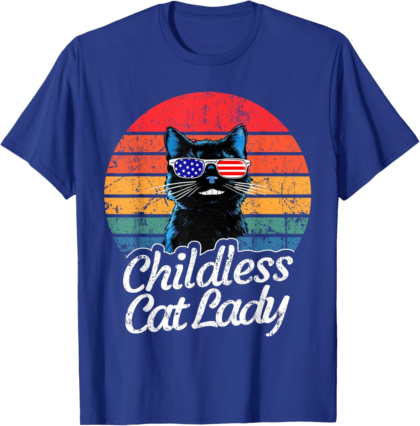 This Childless Cat Lady is Voting Kamala-Harris 2024 Retro T-Shirt - T-Shirt | Royal