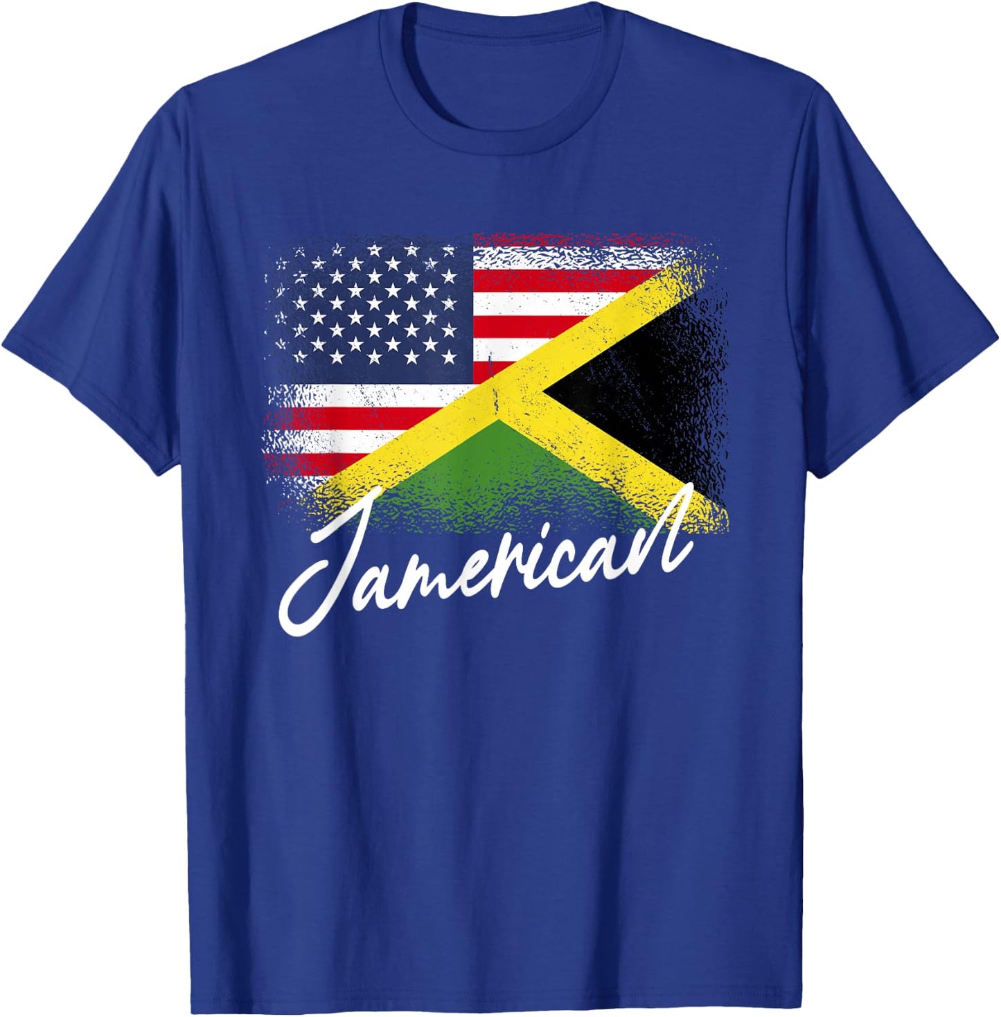 Jamerican - American Jamaican Roots America Jamaica Flag T-Shirt - T-Shirt | Royal