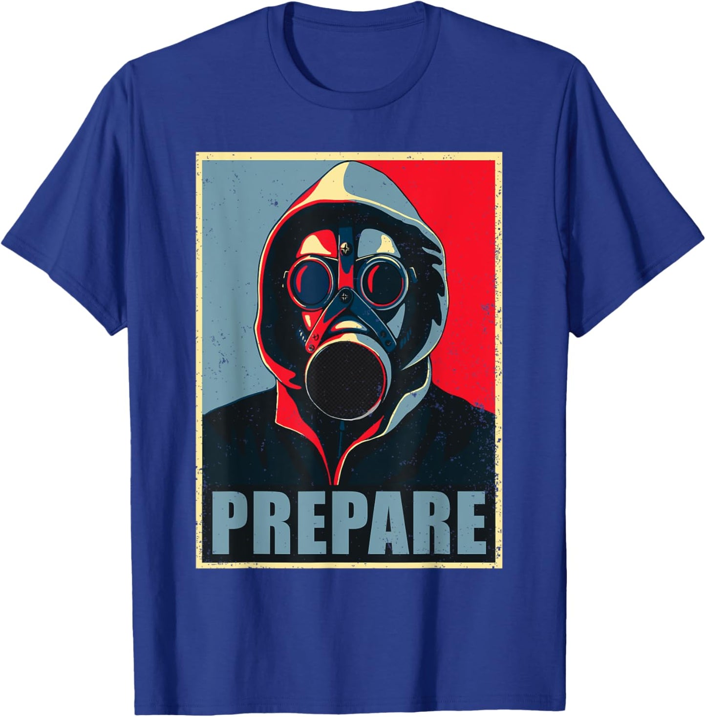 Distressed Prepper Gas Mask Poster | Bee prepared T-Shirt - T-Shirt | Royal
