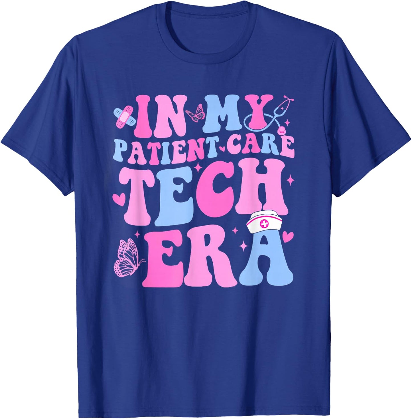 Retro Groovy in My Patient Care Technician Era Pct Nurse Cna T-Shirt - T-Shirt | Royal