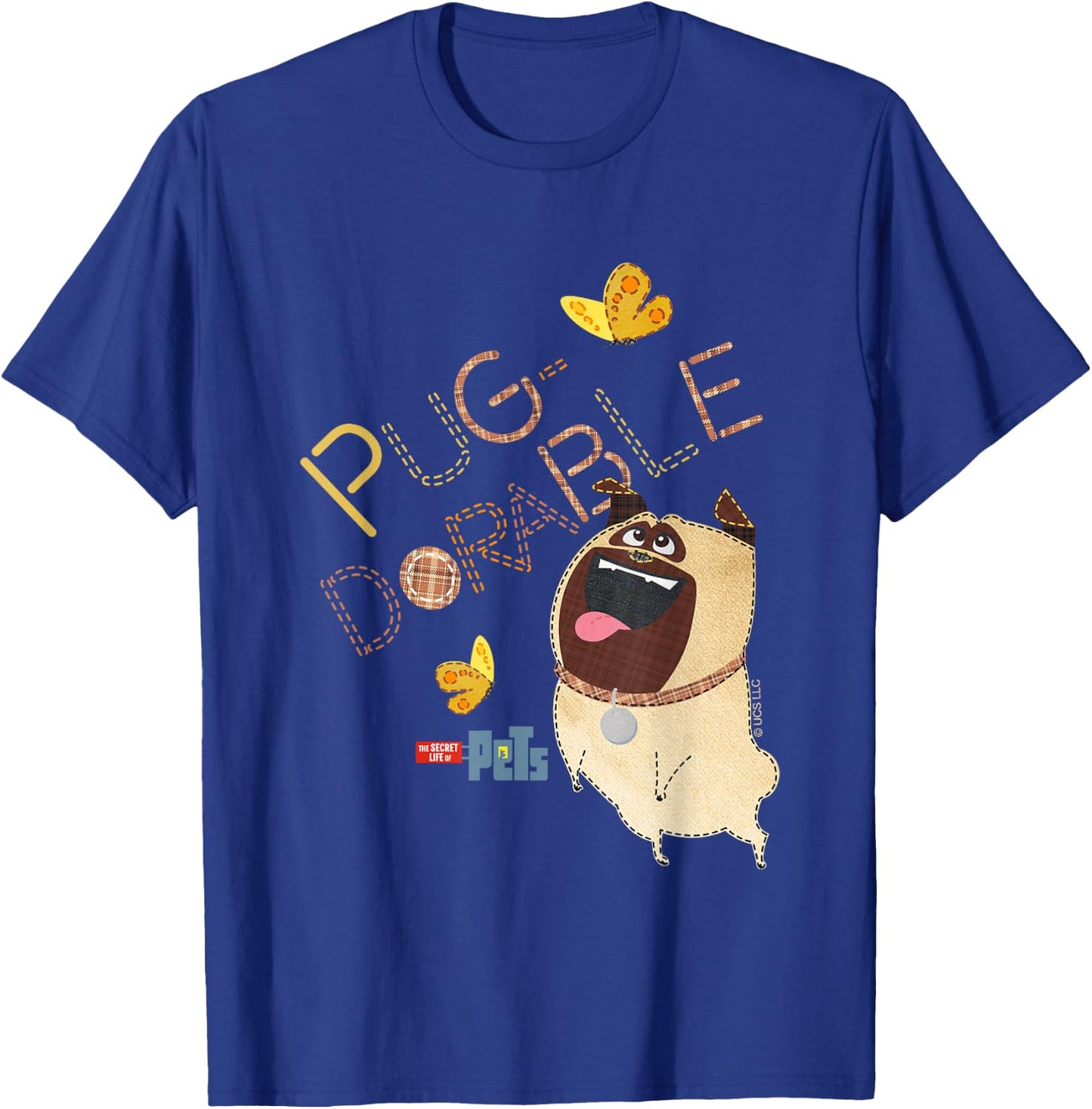 The Secret Life Of Pets Pug Dorable Playing Big Chest Poster T-Shirt - T-Shirt | Royal