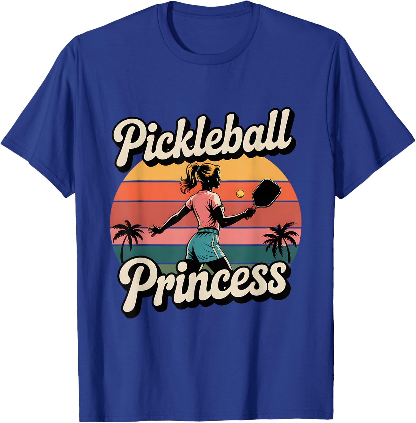 Pickleball Princess Retro Pickleball Girl With Paddle T-Shirt - T-Shirt | Royal