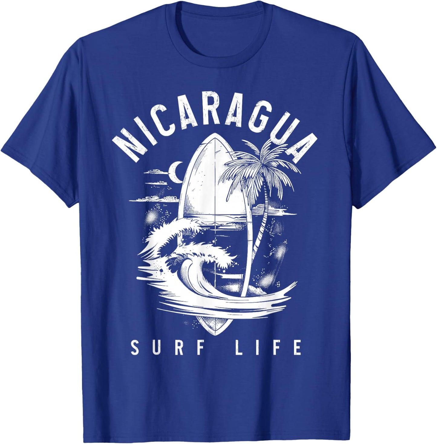 Nicaragua Nica Surf Vintage Surfing Surfer T-Shirt - T-Shirt | Royal