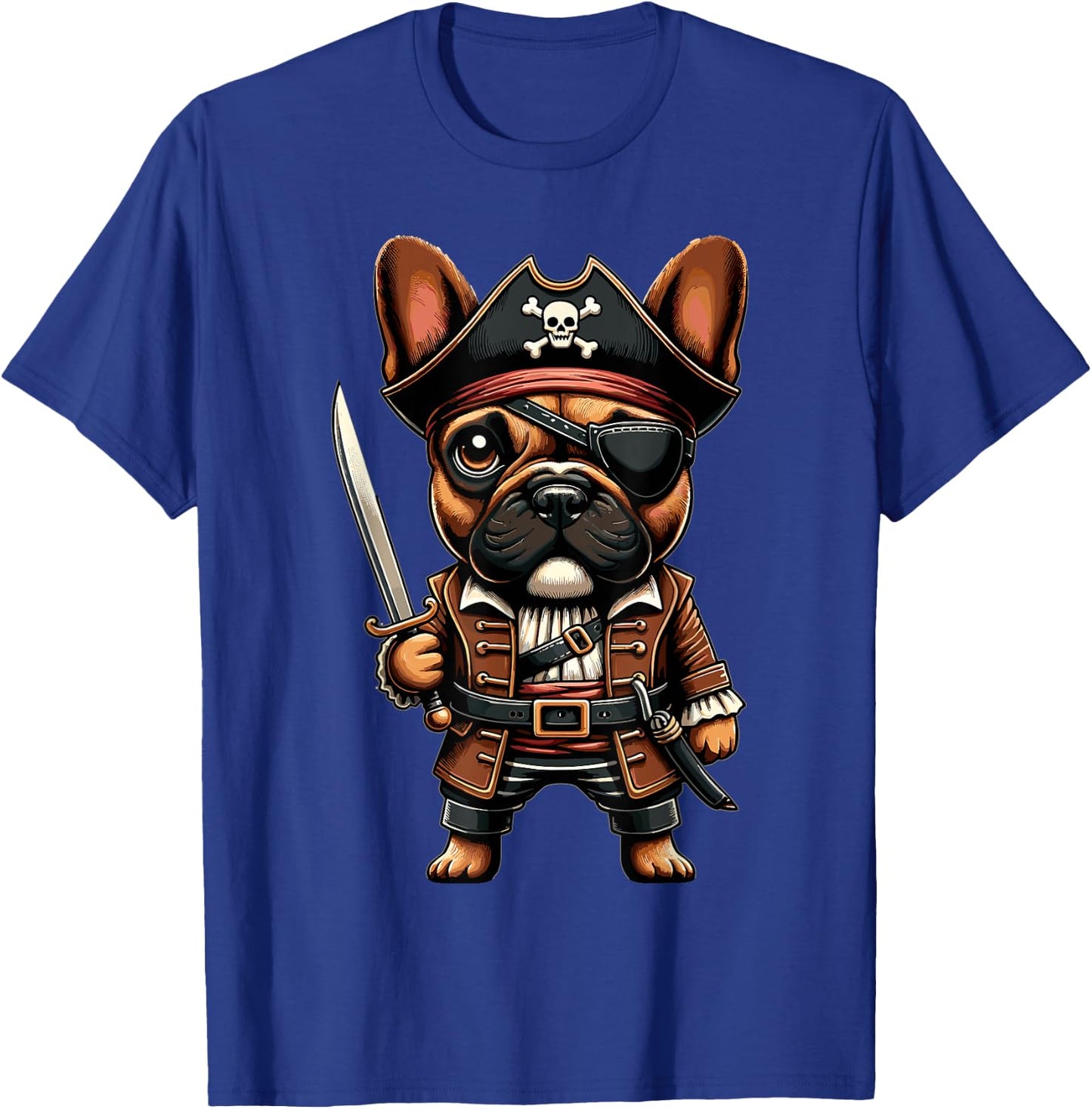 French Bulldog Pirate Dog Halloween Party Men Women Kids T-Shirt - T-Shirt | Royal