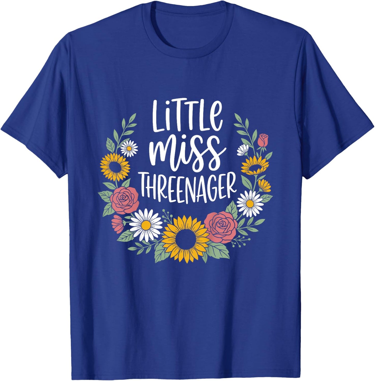 Floral Miss Threenager 3rd Birthday 3 Years Girls Kids T-Shirt - T-Shirt | Royal