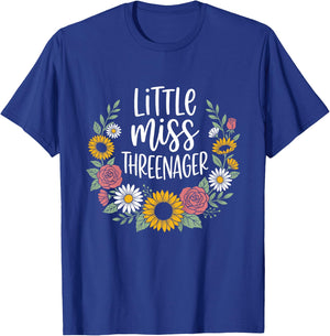Floral Miss Threenager 3rd Birthday 3 Years Girls Kids T-Shirt - T-Shirt | Royal