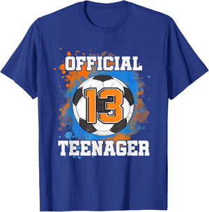Official Teenager 13th Birthday 13 Years Old Soccer Ball T-Shirt - T-Shirt | Royal