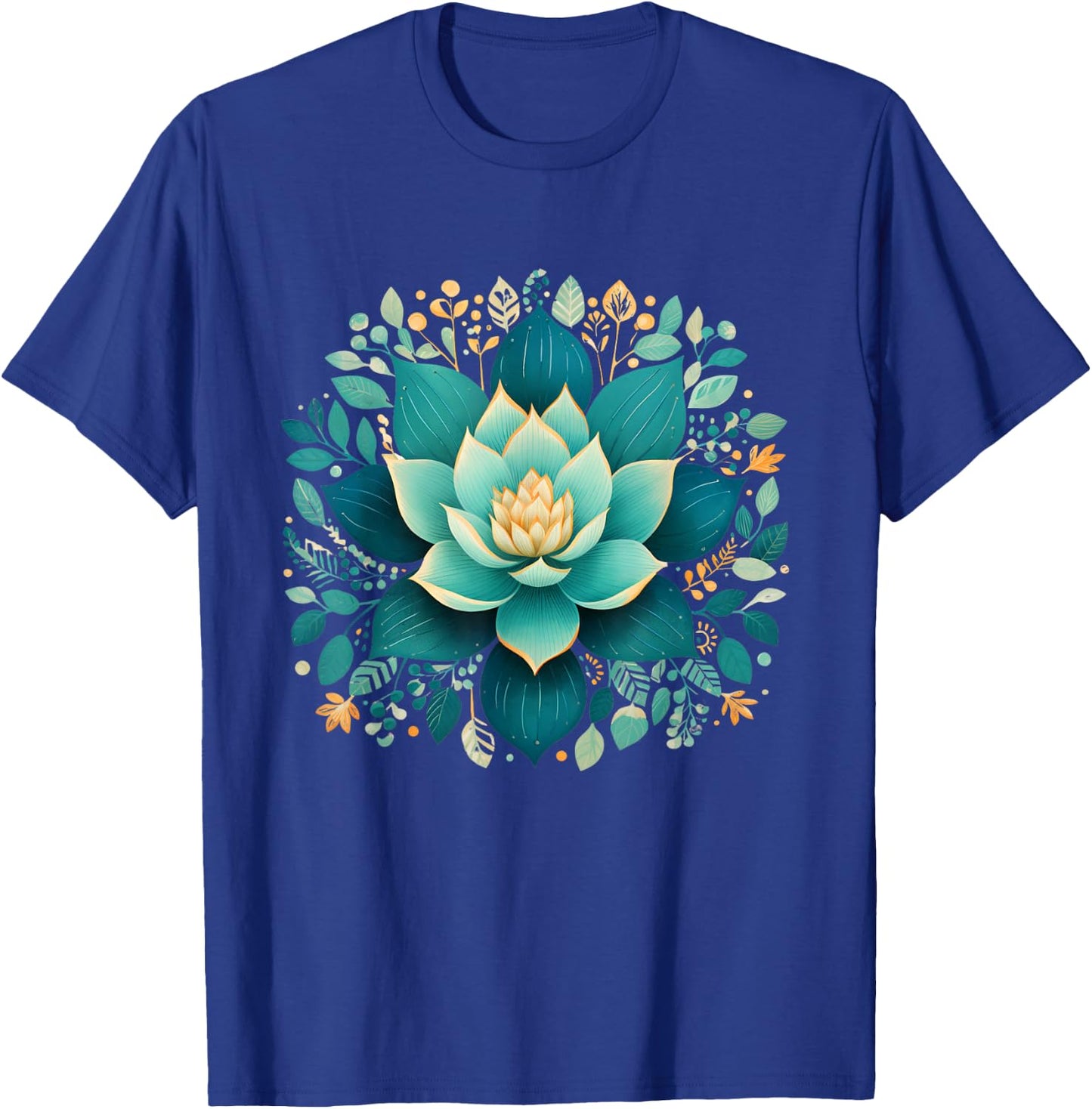 Elegant Lotus Flower for Yoga Fans Floral Aesthetic Design T-Shirt - T-Shirt | Royal
