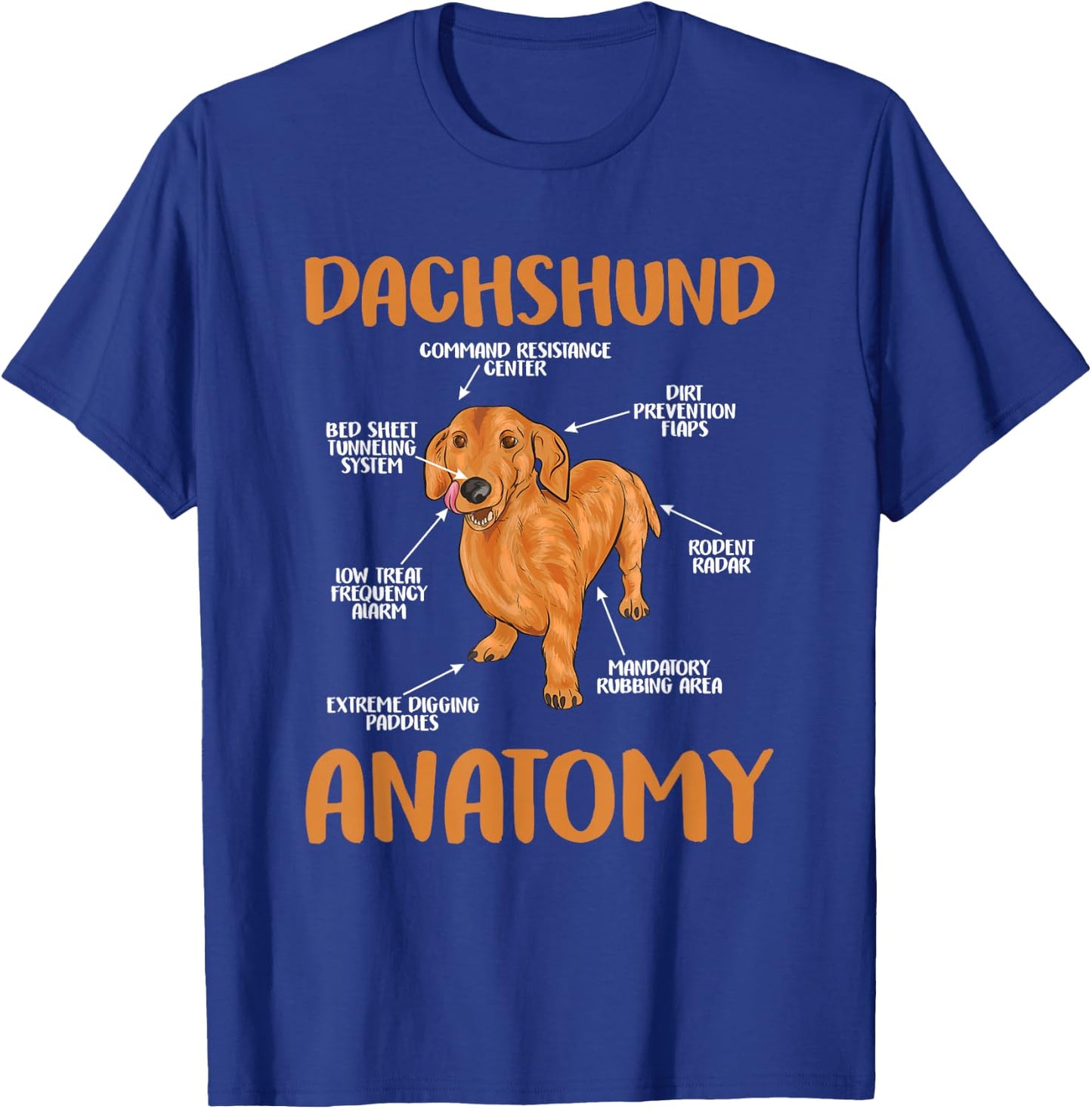 Dachshund Funny Anatomy Wiener Dog and Doxie Lovers T-Shirt - T-Shirt | Royal