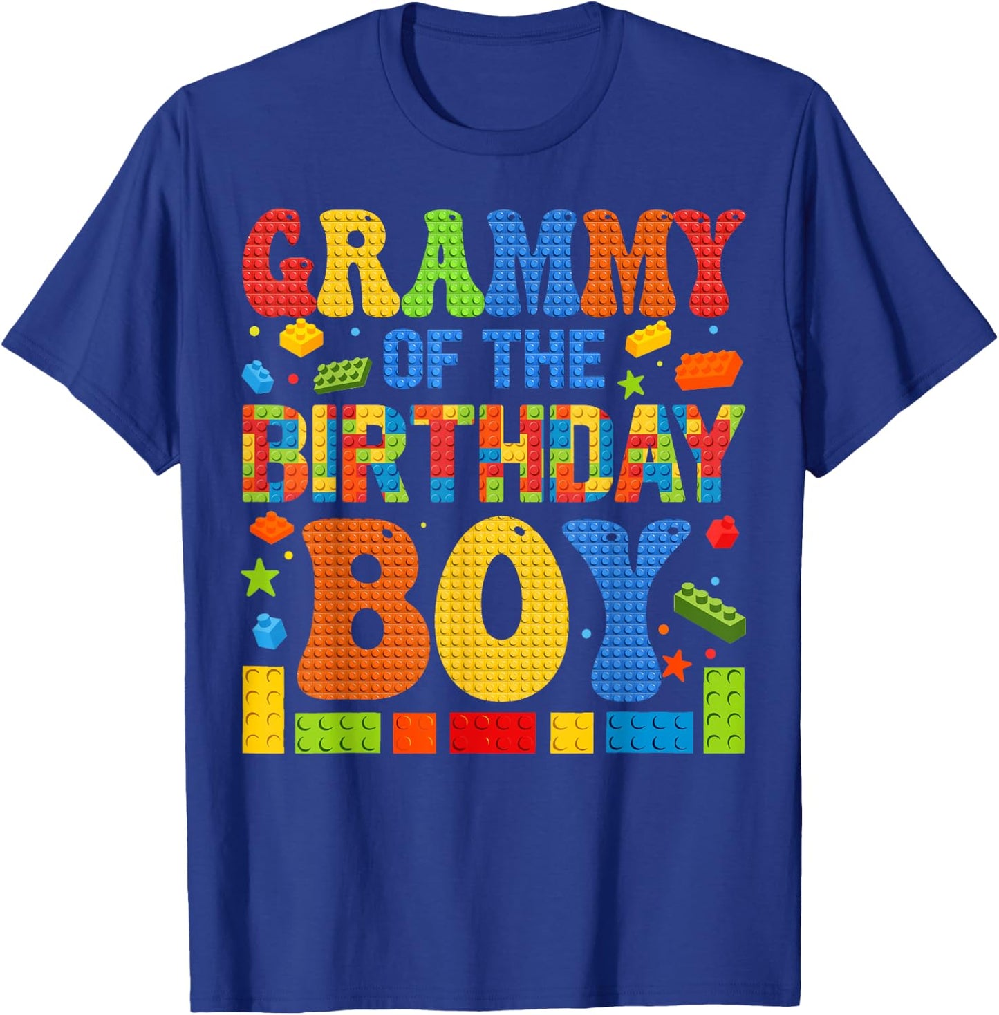 Grammy Of The Birthday Boy Building Block Birthday Party T-Shirt - T-Shirt | Royal