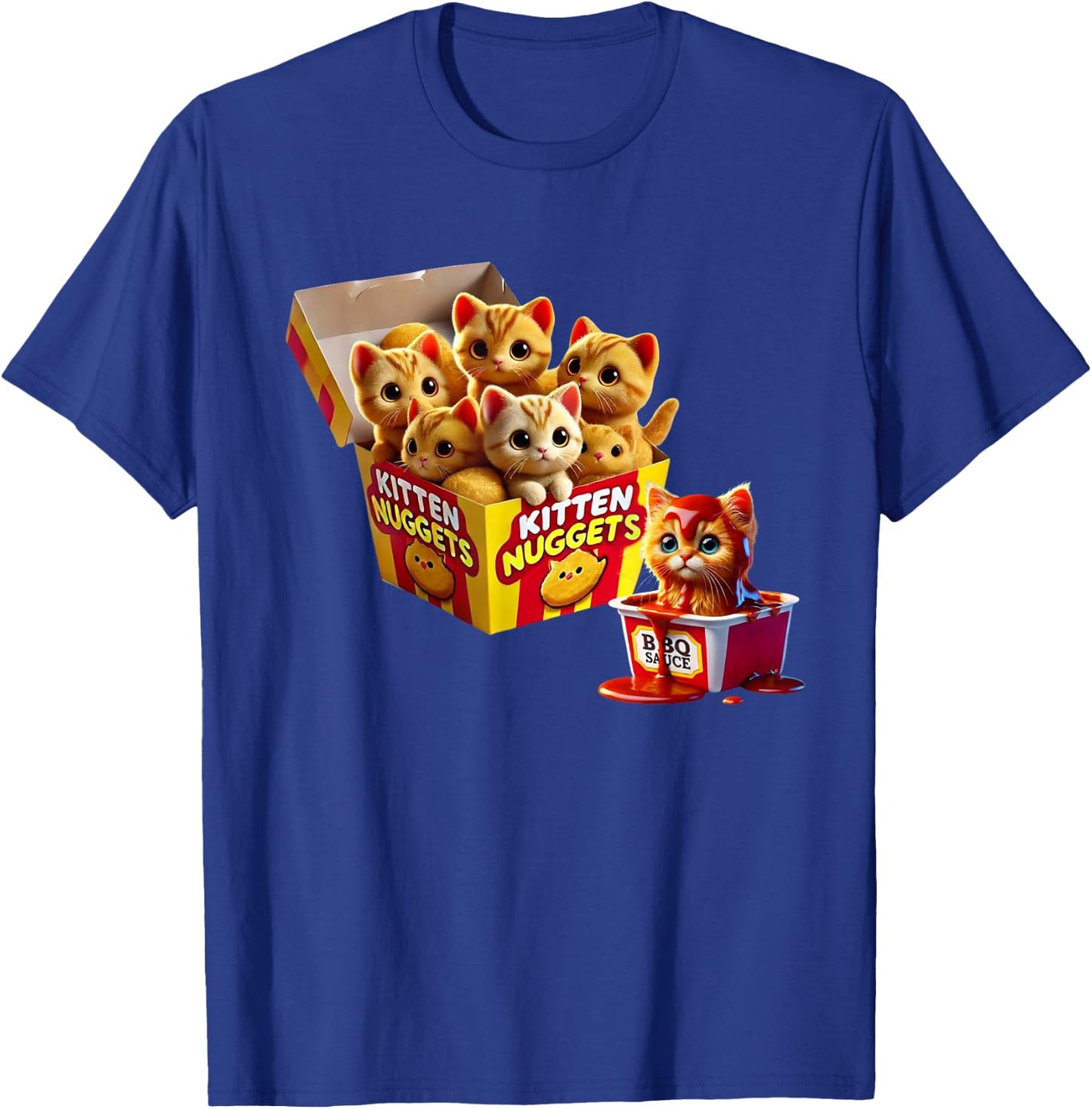 Kitten Nuggets Cat Lover Gift Food Pun Chicken Nuggets Men Women Kids T-Shirt - T-Shirt | Royal