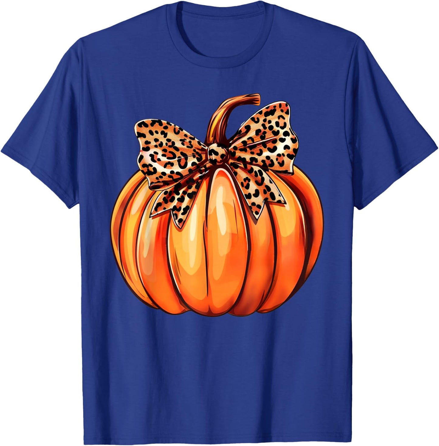 Coquette Bow Leopard Pumpkin Thanksgiving Rustic Fall Women T-Shirt - T-Shirt | Royal