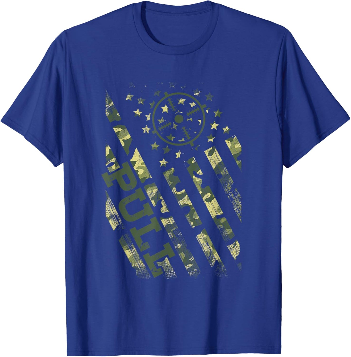Pull Shotgun Skeet Trap Clay Pigeon Shooting Camo Usa Flag Men T-Shirt - T-Shirt | Royal
