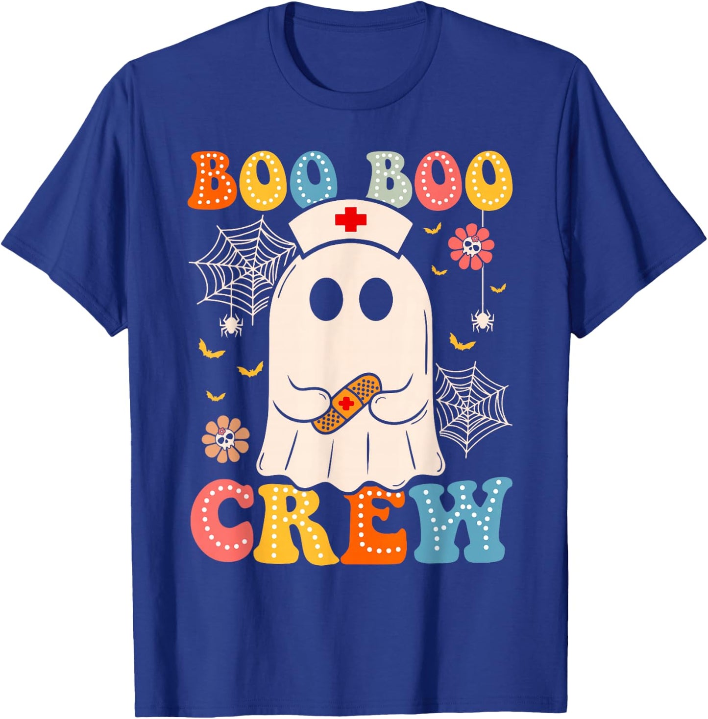 Groovy Retro Boo Boo Crew Nurse Funny Ghost Halloween Nurse T-Shirt - T-Shirt | Royal