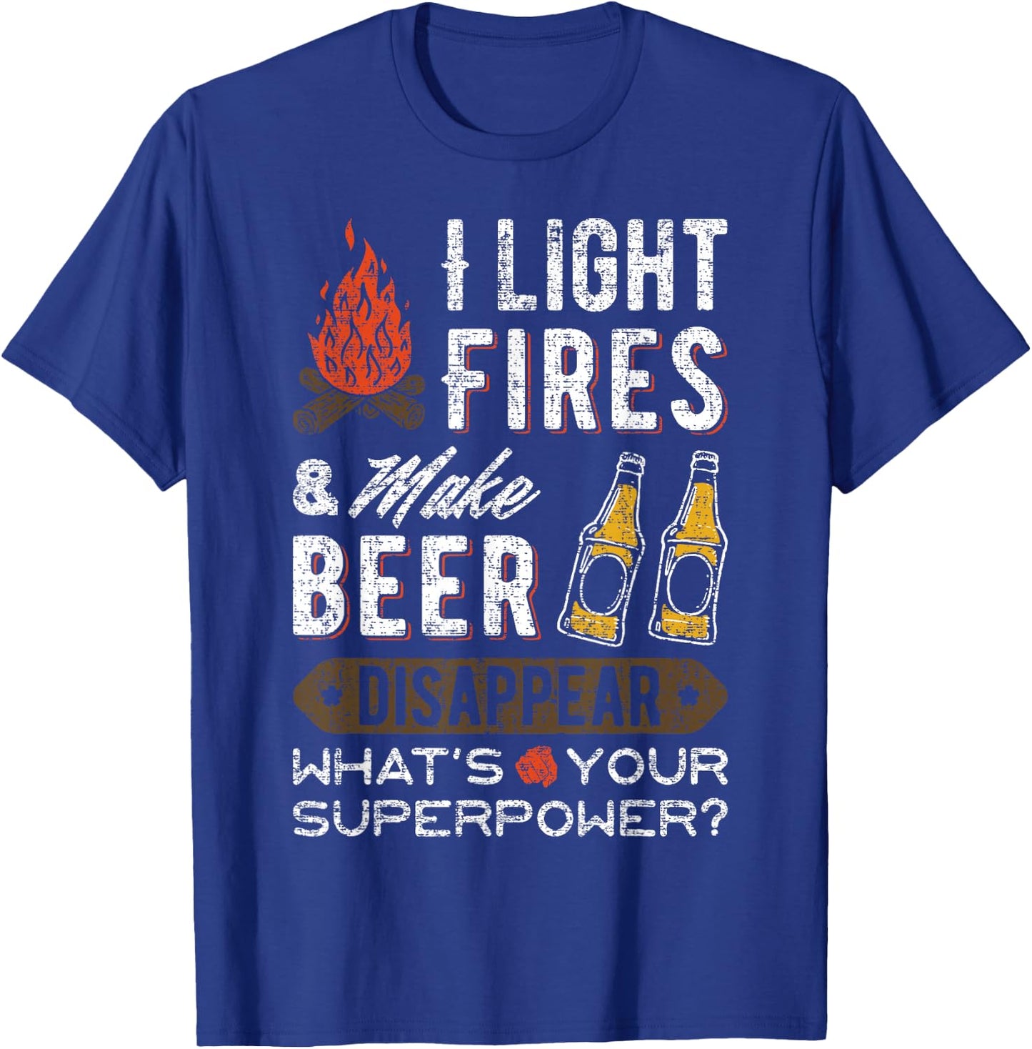 Funny Camper Gift Happy Camping Beer Lover Camp Vacation T-Shirt - T-Shirt | Royal