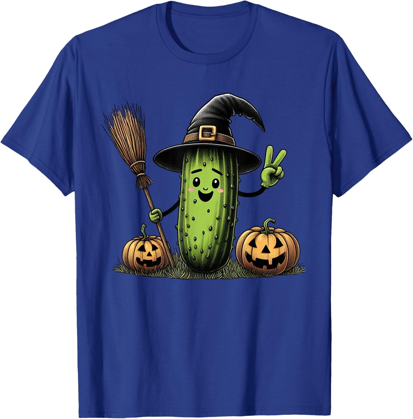 Funny Pickle Witch Pumpkin Halloween Kids T-Shirt - T-Shirt | Royal