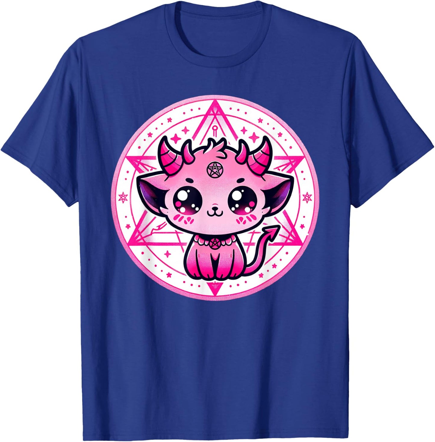 Cute Baphomet Satanic Cat and Artistic Gothic Kawaii Demon T-Shirt - T-Shirt | Royal