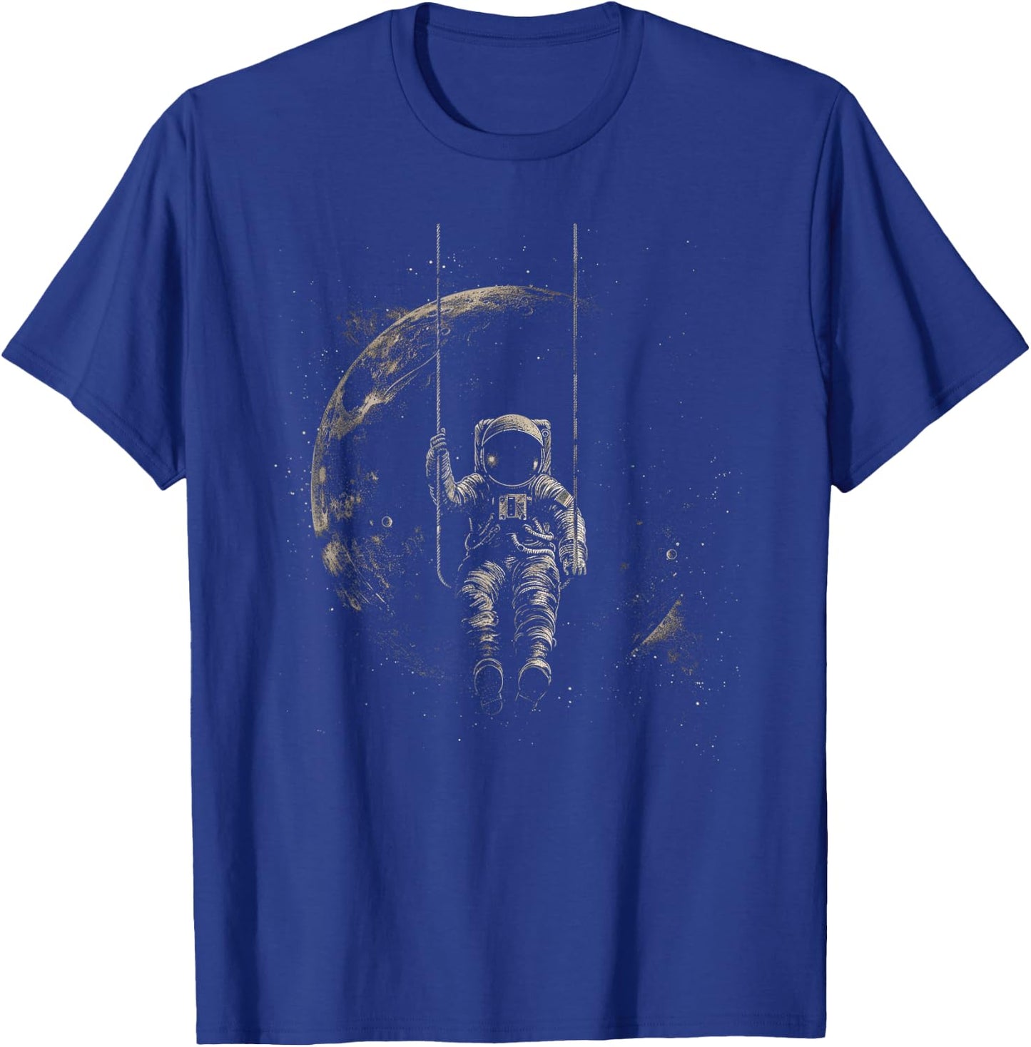 Astronaut Swinging on Moon T-Shirt - T-Shirt | Royal