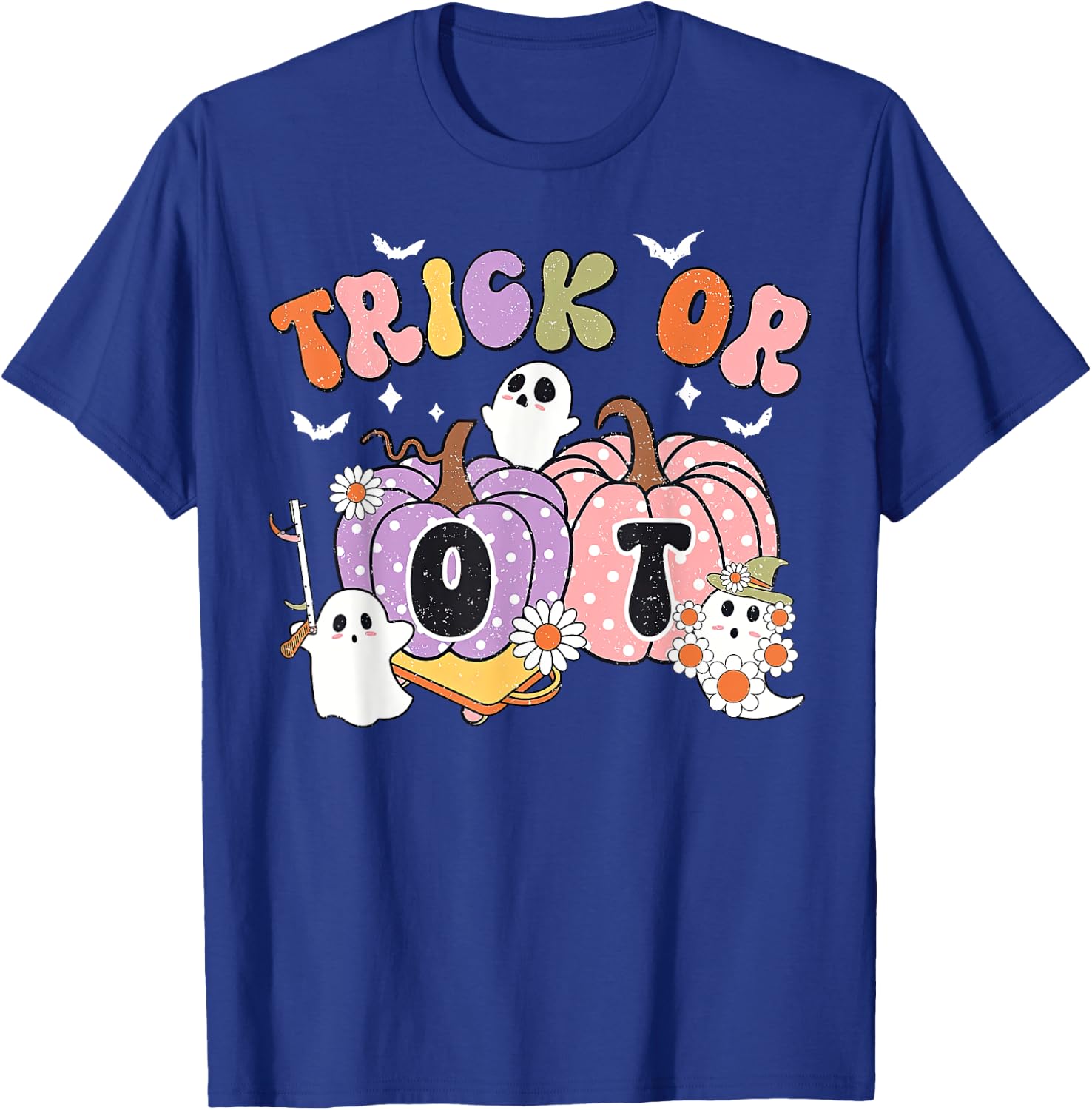 Trick Or OT Pumpkin Ghost Occupational Therapy Halloween T-Shirt - T-Shirt | Royal