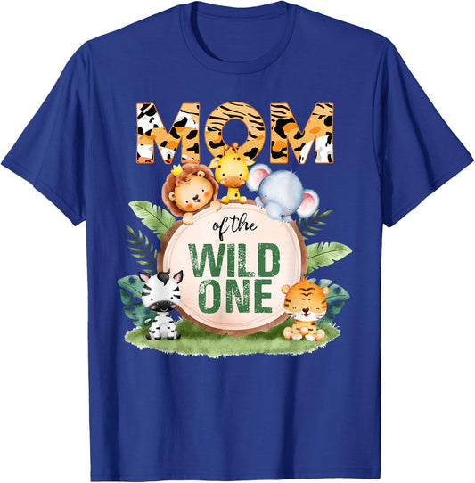 Mom Of The Wild One 1st Birthday Safari Family Matching T-Shirt - T-Shirt | Royal