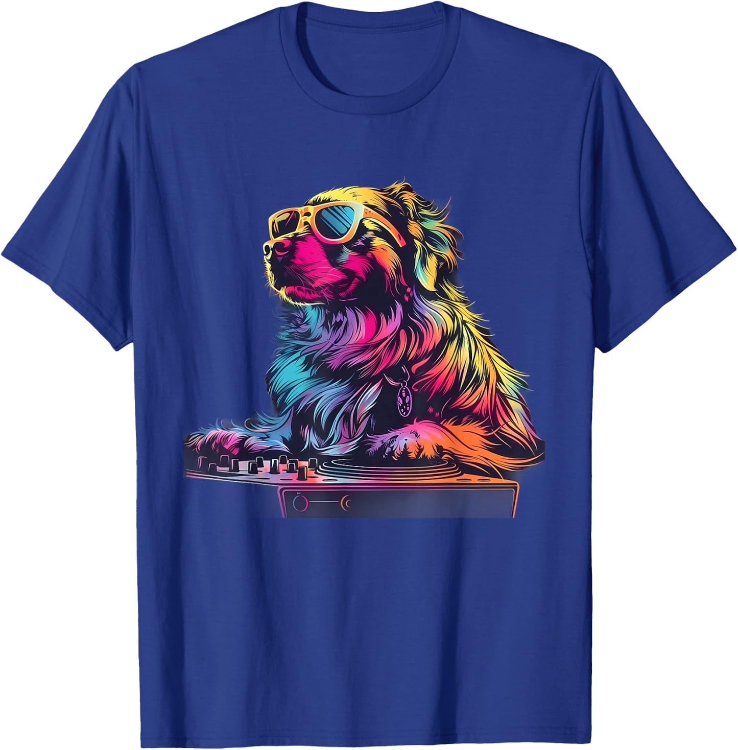 Dog Music DJ EDM Beatmaker Techno Turntable DJ Dog Artwork T-Shirt - T-Shirt | Royal