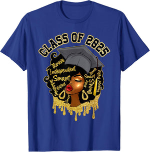 Afro Women Proud Black Girls Women Graduation Class Of 2025 T-Shirt - T-Shirt | Royal