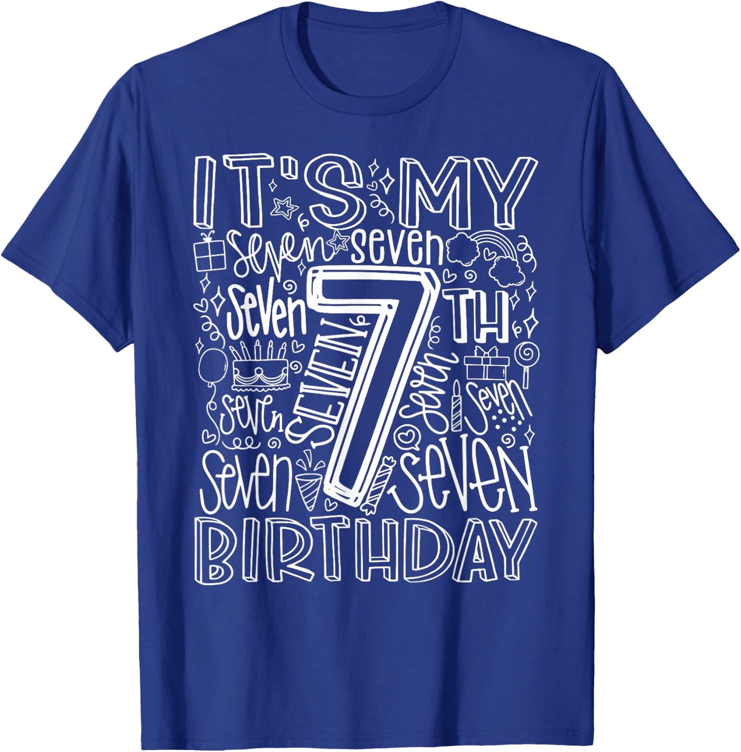 It's My 7th Birthday Seven 7 Year Old Bday Kids Boys Girls T-Shirt - T-Shirt | Royal