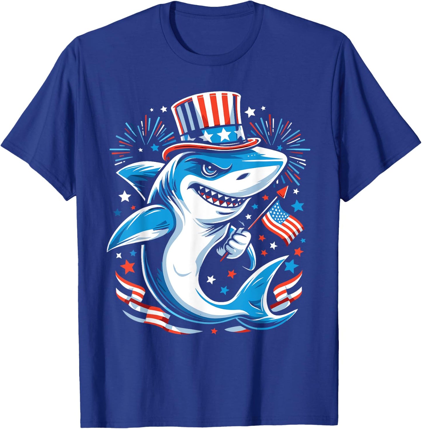 Patriotic Shark 4th of July Celebration T-Shirt - T-Shirt | Royal