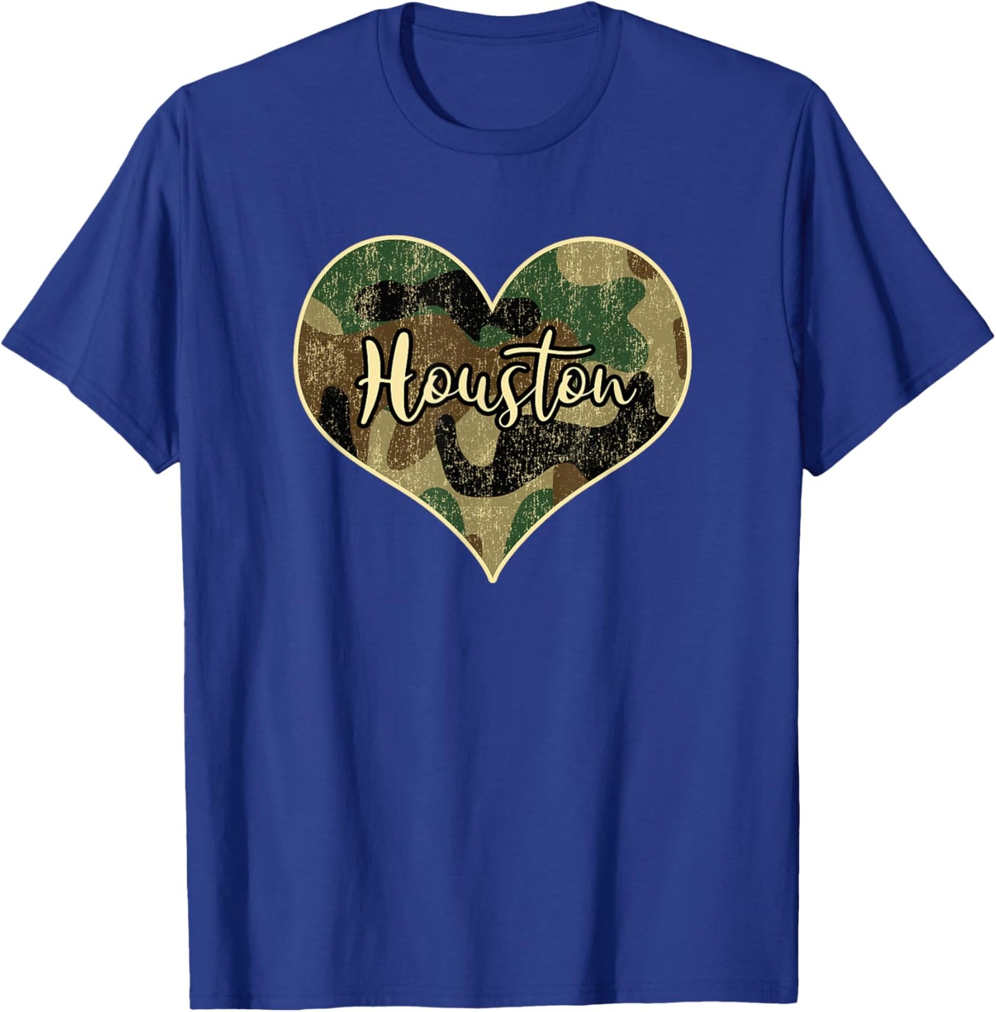 Houston Texas Camo Heart Vintage T-Shirt - T-Shirt | Royal