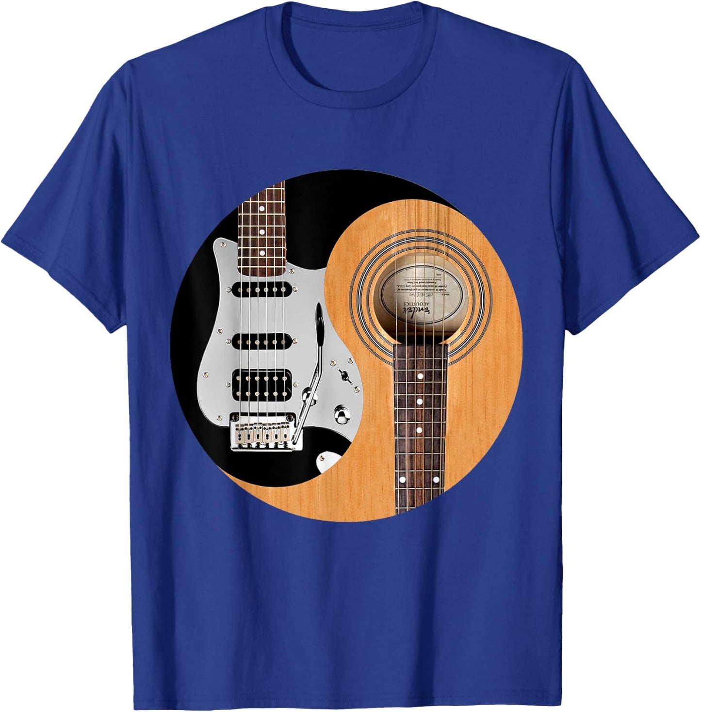 Guitar Yin Yang Acoustic And Electric Guitars T-Shirt - T-Shirt | Royal