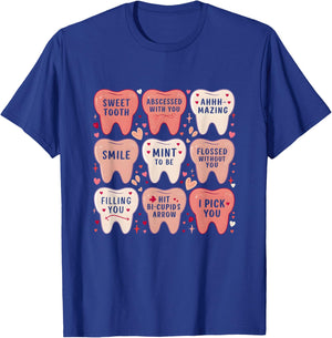 Women Retro Dentist Tooth Valentine Candy Dental Hygienist T-Shirt - T-Shirt | Royal