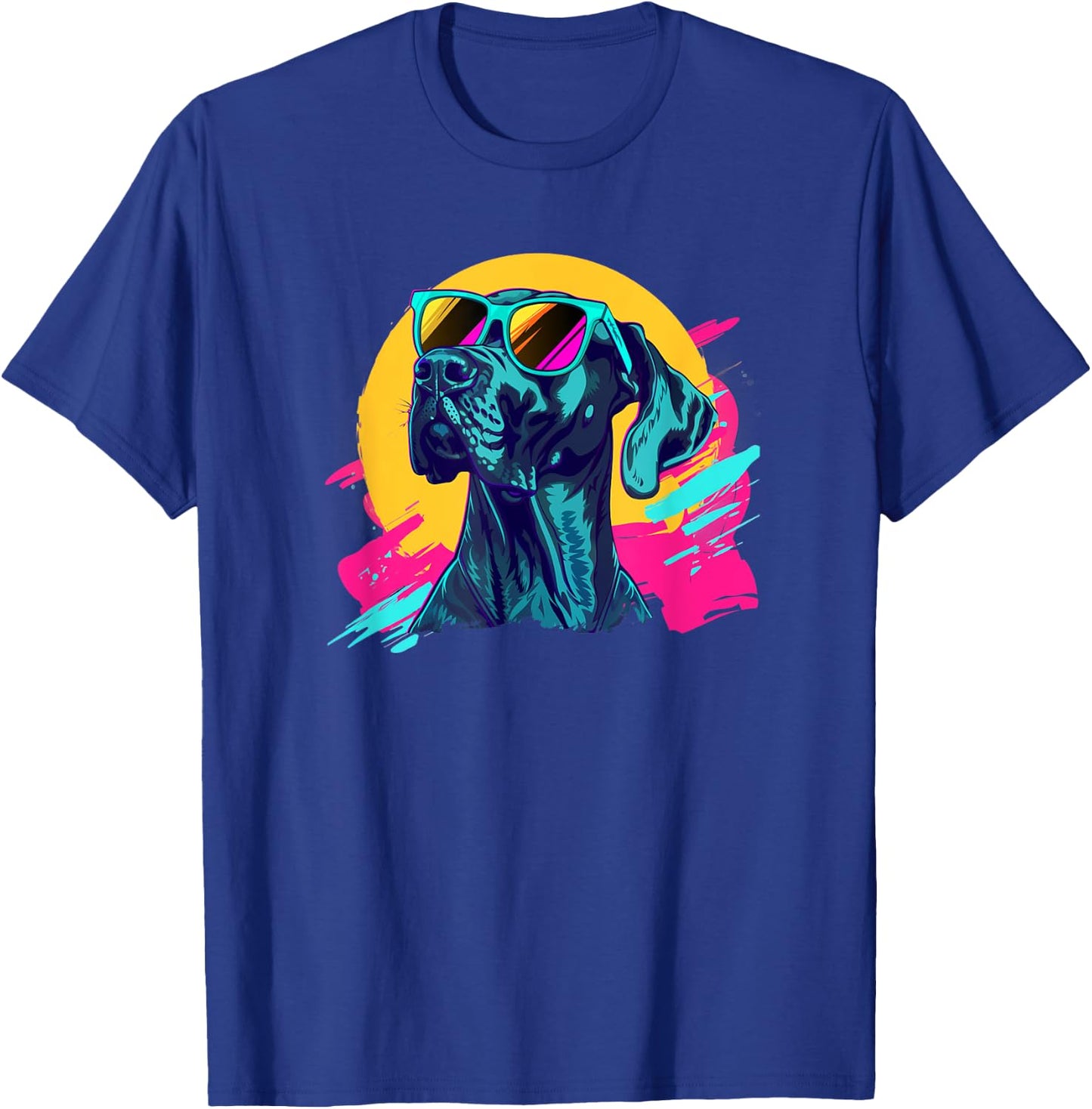 Funny 80s Retro Vintage Black Great Dane Lover T-Shirt - T-Shirt | Royal