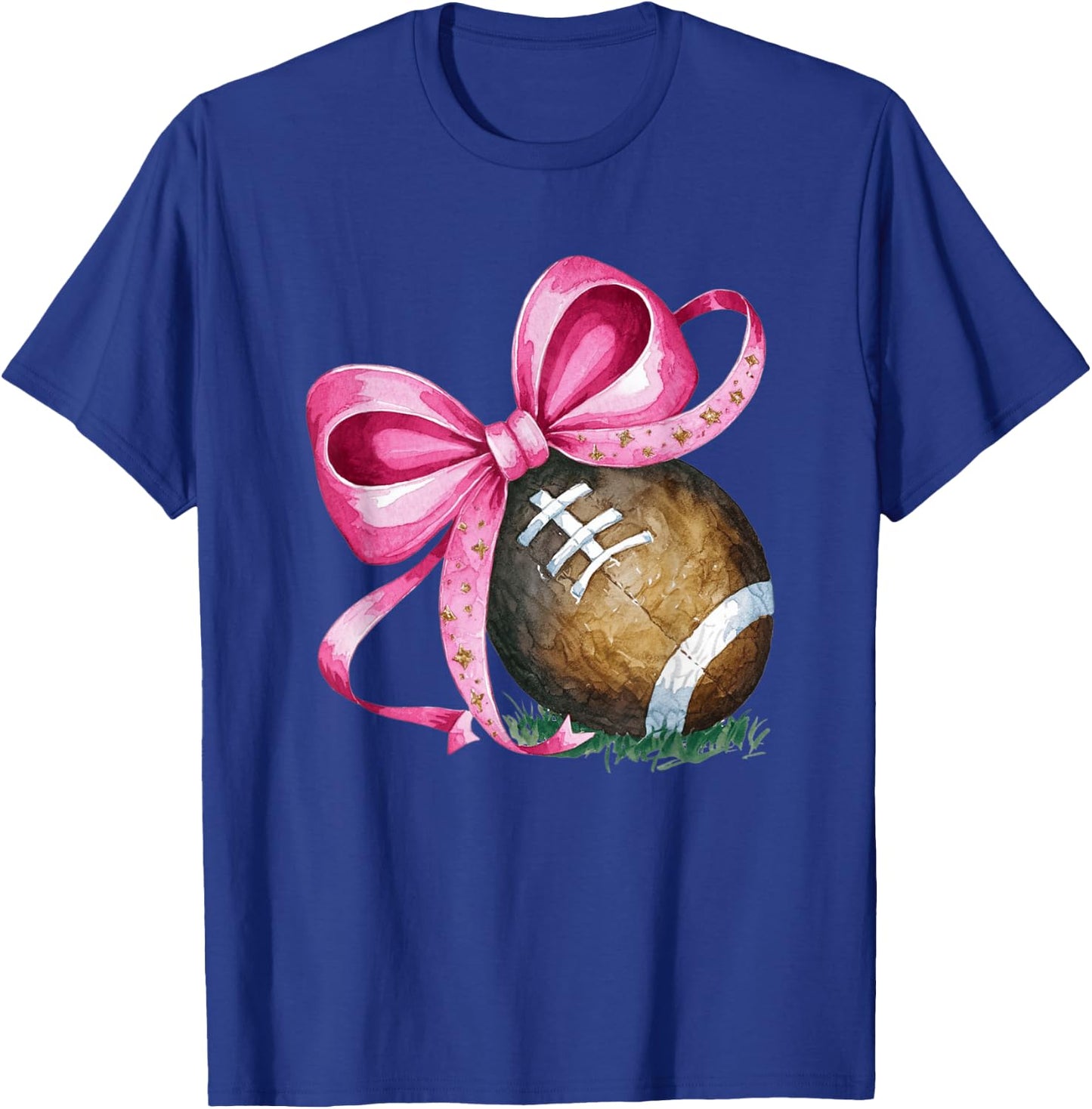 Football Mom Coquette Bow Game Day Women Girls Kids Football T-Shirt - T-Shirt | Royal