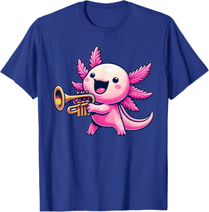 Axolotl Playing Trumpet Axolotls Musician Music T-Shirt - T-Shirt | Royal