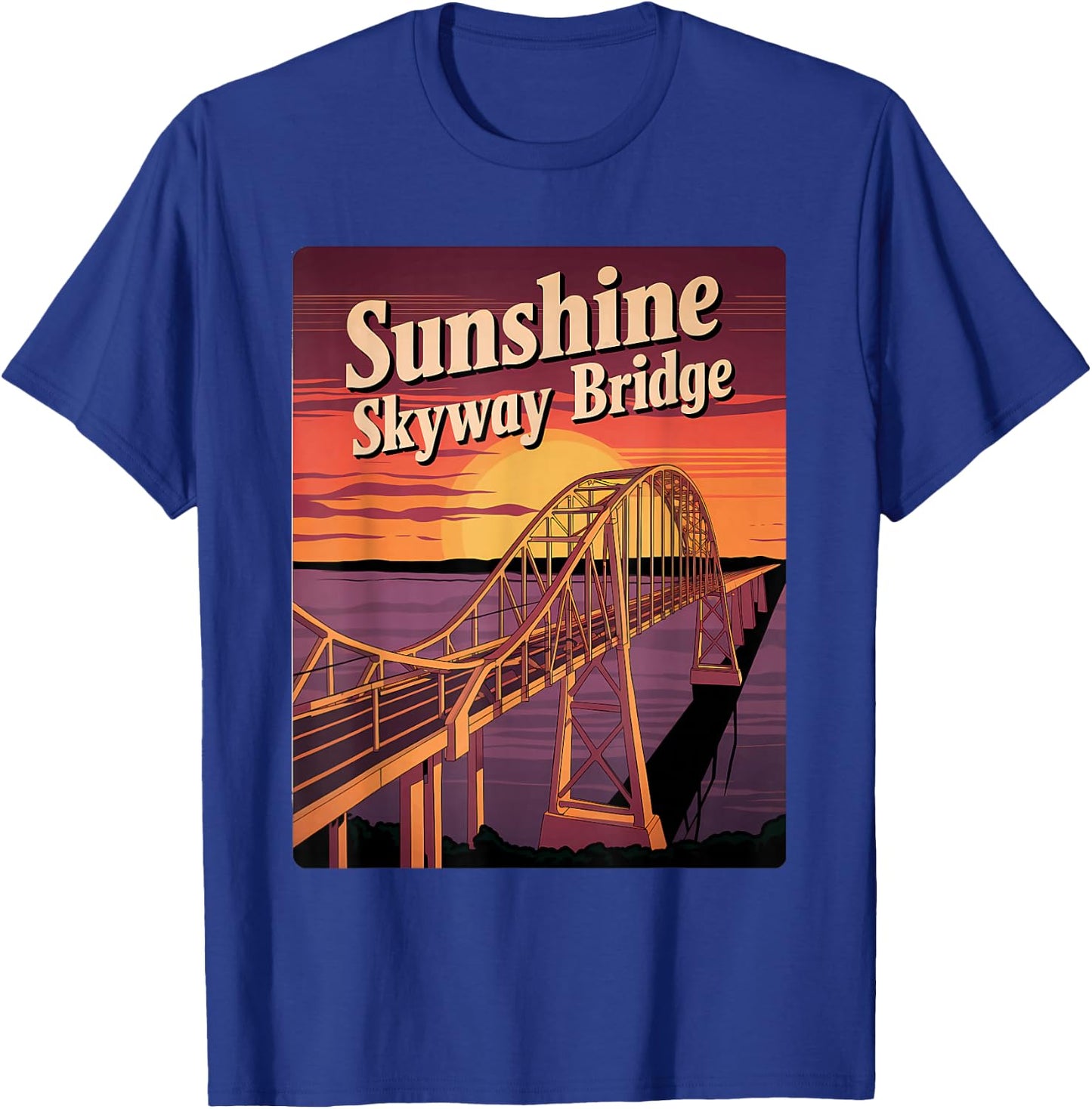 Vintage Sunshine Skyway Bridge Memento Tampa Bay Landmark T-Shirt - T-Shirt | Royal