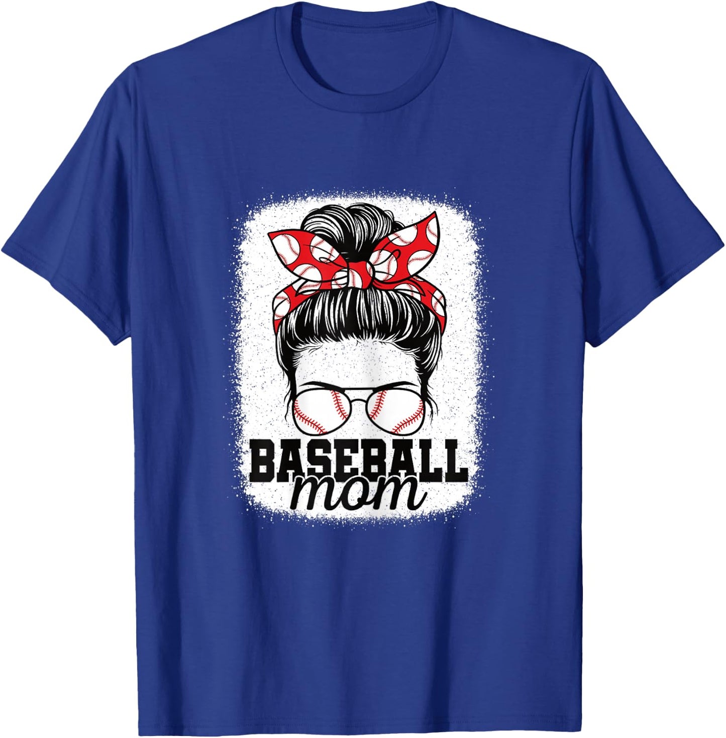 Cute Baseball Mom Messy Bun Mommy Baseball Player Women T-Shirt - T-Shirt | Royal
