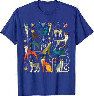 Vintage Retro Mid-Century Long Neck Cats 50s 60s Style T-Shirt - T-Shirt | Royal