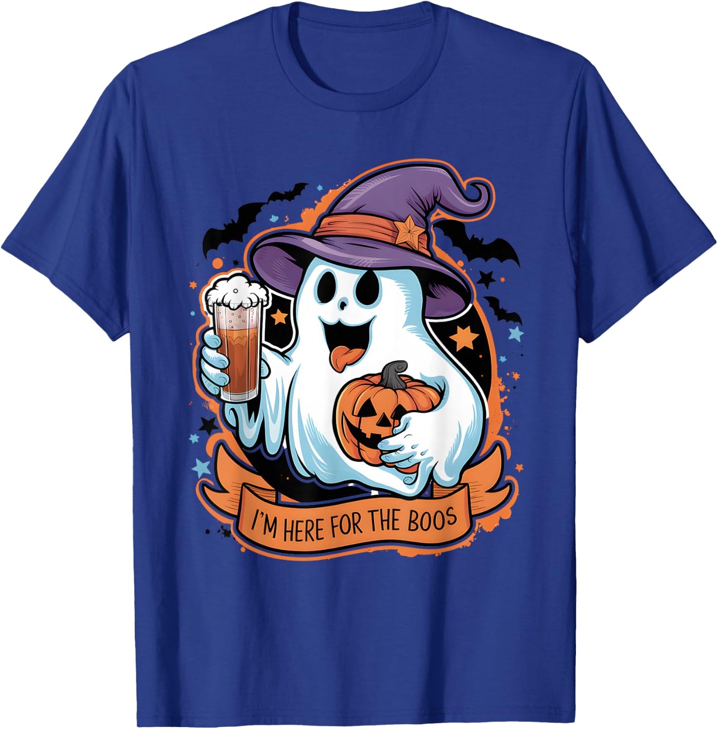 Funny Halloween I'm Just Here For The Boos Beer Lover T-Shirt - T-Shirt | Royal
